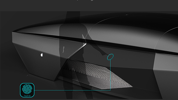 apple car 2076 touch id doors - تصاویر آینده نگرانه از خودرو احتمالی اپل در سال 2076