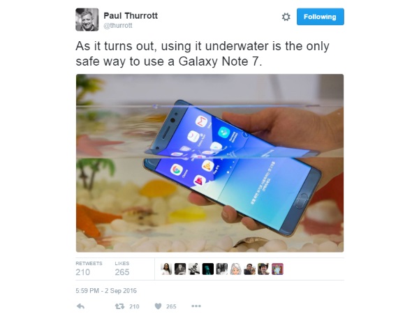 Funny Twitter reactions to Samsungs Galaxy Note 7 battery issue - واکنش های جالب به بداقبالی گلکسی نوت 7 و مشکل باتری آن